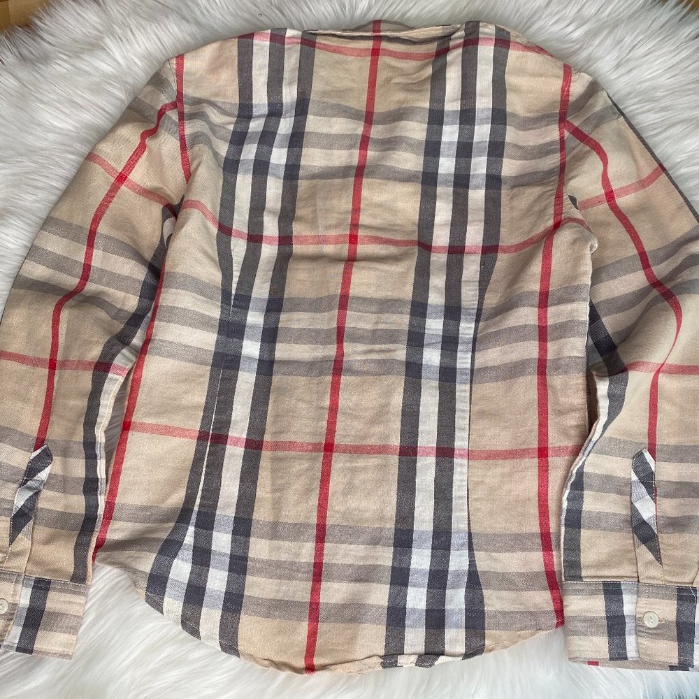 Burberry Brit Checked Metallic Thread Button Up Top - Picture 2 of 10